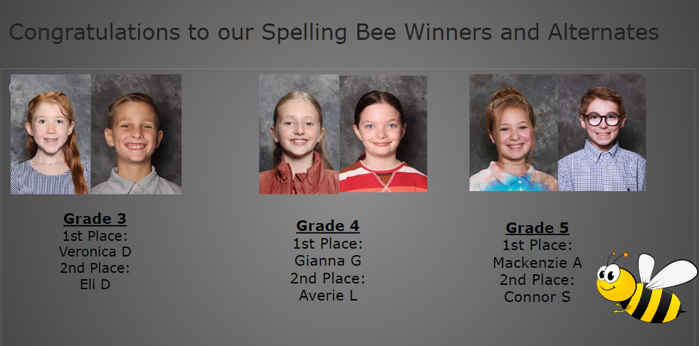 Spelling bee winners and runner ups